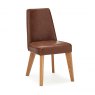 Premier Collection Cadell Rustic Oak Uph Chair - Tan Faux Leather (Pair)