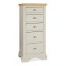 Premier Collection Hampstead Soft Grey & Pale Oak 5 Drawer Tall Chest