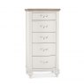 Premier Collection Montreux Grey Washed Oak & Soft Grey 5 Drawer Tall Chest