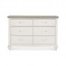 Premier Collection Montreux Grey Washed Oak & Soft Grey 6 Drawer Wide Chest