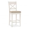 Premier Collection Montreux Antique White X Back Bar Stool - Sand Colour Fabric (Pair)