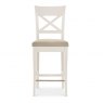 Premier Collection Montreux Antique White X Back Bar Stool - Sand Colour Fabric (Pair)