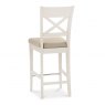 Premier Collection Montreux Antique White X Back Bar Stool - Sand Colour Fabric (Pair)