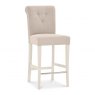 Premier Collection Montreux Antique White Uph Bar Stool - Sand Colour Fabric (Pair)