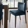 Turin Dark Oak Low Back Uph Chair - Dark Blue Velvet Fabric (Pair)