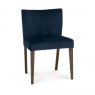Premier Collection Turin Dark Oak Low Back Uph Chair - Dark Blue Velvet Fabric (Pair)