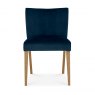 Premier Collection Turin Light Oak Low Back Uph Chair - Dark Blue Velvet Fabric (Pair)