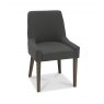 Premier Collection Ella Dark Oak Scoop Back Chair - Cold Steel Fabric  (Pair)
