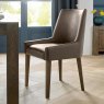 Bentley Designs Ella Dark Oak Scoop Back Chair - Distressed Bonded Leather (Pair)- feature shot