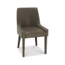 Premier Collection Ella Dark Oak Scoop Back Chair -  Distressed Bonded Leather  (Pair)