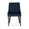 Premier Collection Ella Dark Oak Scoop Back Chair - Dark Blue Velvet Fabric  (Pair)