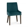 Premier Collection Ella Dark Oak Scoop Back Chair - Sea Green Velvet Fabric  (Pair)