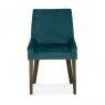 Premier Collection Ella Dark Oak Scoop Back Chair - Sea Green Velvet Fabric  (Pair)