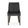 Premier Collection Ella Dark Oak Scoop Back Chair - Gun Metal Velvet Fabric  (Pair)