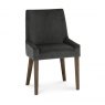 Premier Collection Ella Dark Oak Scoop Back Chair - Gun Metal Velvet Fabric  (Pair)