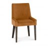 Premier Collection Ella Dark Oak Scoop Back Chair - Harvest Pumpkin Velvet Fabric  (Pair)