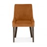 Premier Collection Ella Dark Oak Scoop Back Chair - Harvest Pumpkin Velvet Fabric  (Pair)