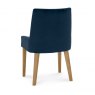 Premier Collection Ella Light Oak Scoop Back Chair - Dark Blue Velvet Fabric  (Pair)