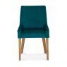 Premier Collection Ella Light Oak Scoop Back Chair - Sea Green Velvet Fabric  (Pair)