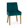 Premier Collection Ella Light Oak Scoop Back Chair - Sea Green Velvet Fabric  (Pair)