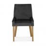 Premier Collection Ella Light Oak Scoop Back Chair - Gun Metal Velvet Fabric  (Pair)