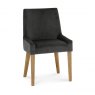 Premier Collection Ella Light Oak Scoop Back Chair - Gun Metal Velvet Fabric  (Pair)