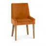 Premier Collection Ella Light Oak Scoop Back Chair - Harvest Pumpkin Velvet Fabric  (Pair)