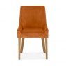 Premier Collection Ella Light Oak Scoop Back Chair - Harvest Pumpkin Velvet Fabric  (Pair)