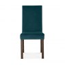 Premier Collection Parker Dark Oak Square Back Chair - Sea Green Velvet Fabric  (Pair)