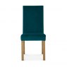 Premier Collection Parker Light Oak Square Back Chair - Sea Green Velvet Fabric  (Pair)