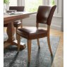 Signature Collection Belgrave Rustic Oak Uph Chair -  Rustic Espresso Faux Leather  (Pair)