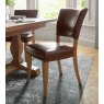 Signature Collection Belgrave Rustic Oak Uph Chair -  Espresso Faux Leather  (Pair)