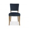 Signature Collection Rustic Oak Uph Chair -  Dark Blue Velvet Fabric  (Pair)