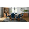 Signature Collection Rustic Oak Uph Chair -  Dark Blue Velvet Fabric  (Pair)