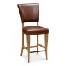 Signature Collection Belgrave Rustic Oak Bar Stool Rustic Tan Faux Leather  (Pair)