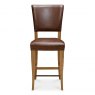 Signature Collection Belgrave Rustic Oak Bar Stool Rustic Tan Faux Leather  (Pair)