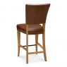 Signature Collection Belgrave Rustic Oak Bar Stool Rustic Tan Faux Leather  (Pair)