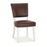 Signature Collection Belgrave Ivory Uph Chair -  Rustic Espresso Faux Leather  (Pair)