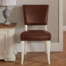 Signature Collection Belgrave Ivory Uph Chair -  Rustic Tan Faux Leather  (Pair)