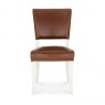 Signature Collection Belgrave Ivory Uph Chair -  Rustic Tan Faux Leather  (Pair)