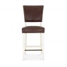 Signature Collection Belgrave Ivory Bar Stool -  Espresso Faux Leather  (Pair)