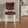 Signature Collection Belgrave Ivory Bar Stool -  Rustic Tan Faux Leather  (Pair)