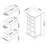 Signature Collection Bordeaux Ivory 5 Drawer Tall Chest