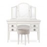 Bentley Designs Chantilly White Stool- Grey Fabric- dressing table