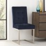 Signature Collection Tivoli Dark Oak Uph Cantilever Chair - Dark Blue Velvet (Pair)