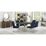 Signature Collection Tivoli Dark Oak Uph Cantilever Chair - Dark Blue Velvet (Pair)