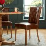 Bentley Designs Westbury Rustic Oak Uph Chair - Tan Faux Leather (Pair)- feature shot