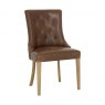 Signature Collection Rustic Oak Uph Scoop Chair - Tan Faux Leather (Pair)