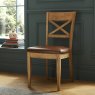 Signature Collection Westbury Rustic Oak X Back Chair  - Tan Faux Leather (Pair)