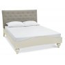 Premier Collection Montreux Antique White Uph Bedstead Diamond Stitch Pebble Brown Fabric Double 135cm